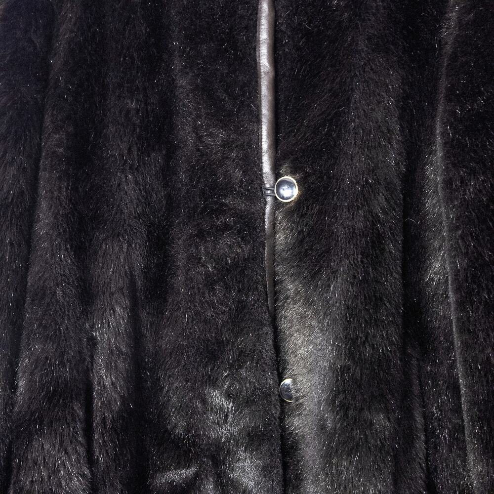 Source Unknown Faux Fur Coat Size L Black Chic Elegant Evening Luxe - Picture 5 of 9